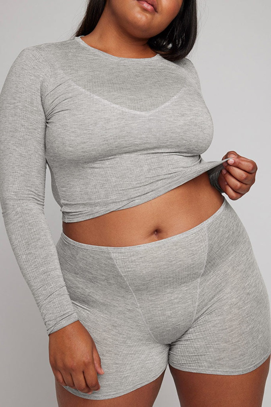 Lounge Negative Underwear | Whipped Baby Long Sleeve Heather Grey