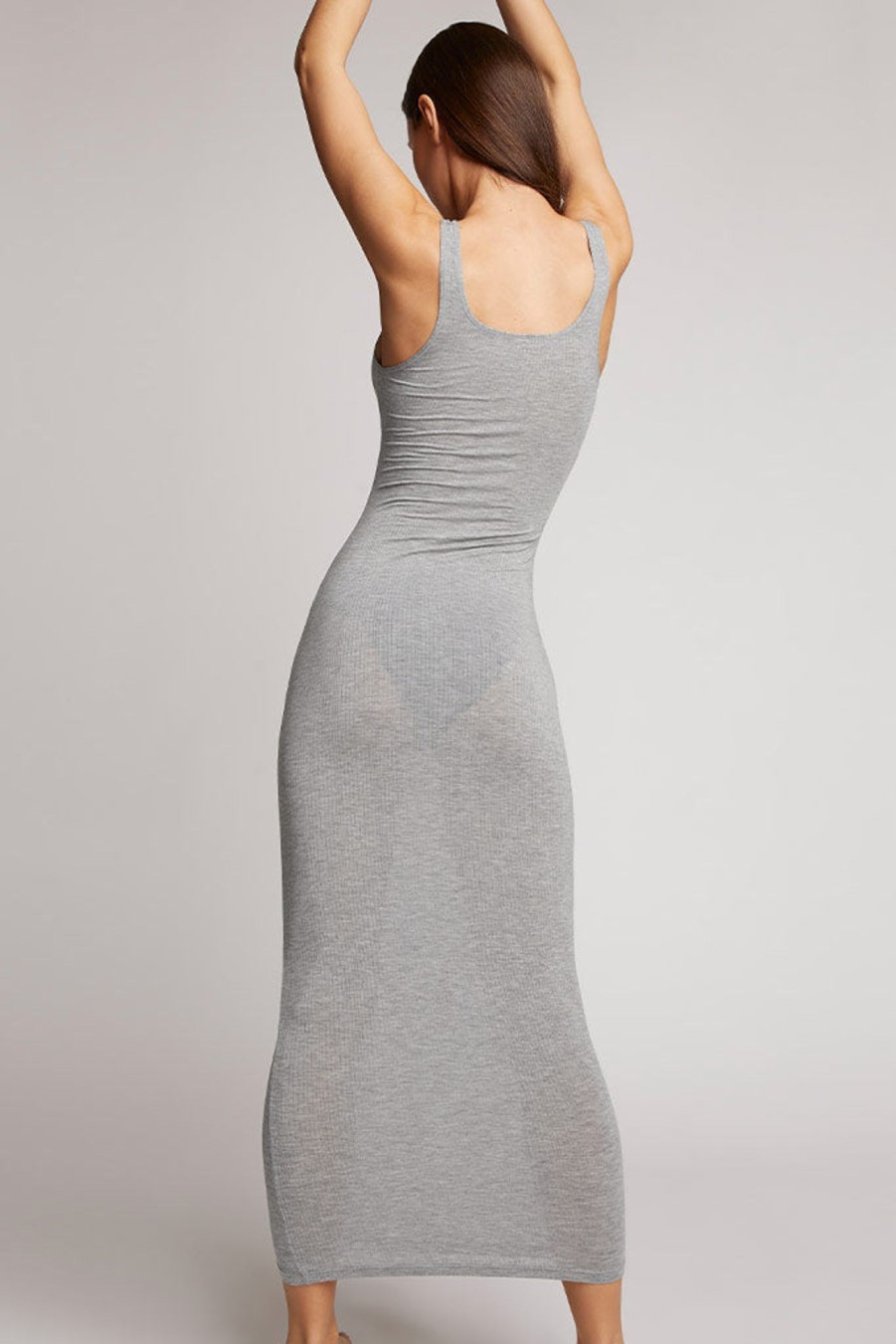 Lounge Negative Underwear | Whipped Long Slip Dress Heather Grey